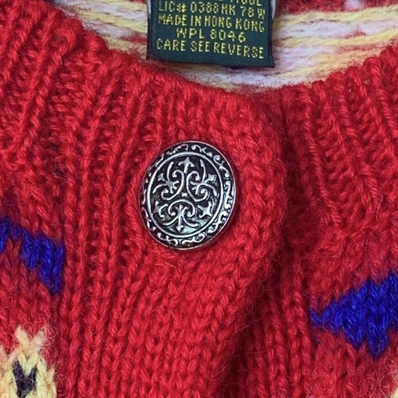 Charter Club Jane Justin Vintage 100% Wool Scottie Dog Knit Button Cardigan M - Picture 6 of 17